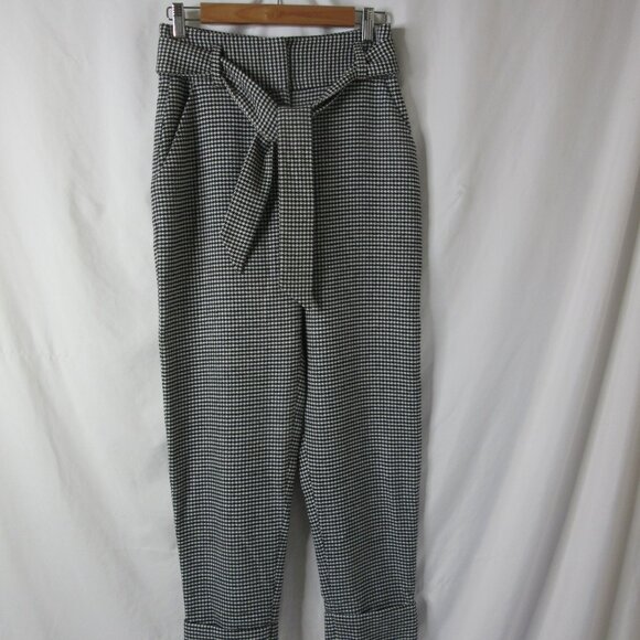 Free Press Clothing Dress Pants Houndstooth Black White Cuffed Size Small - Picture 2 of 10